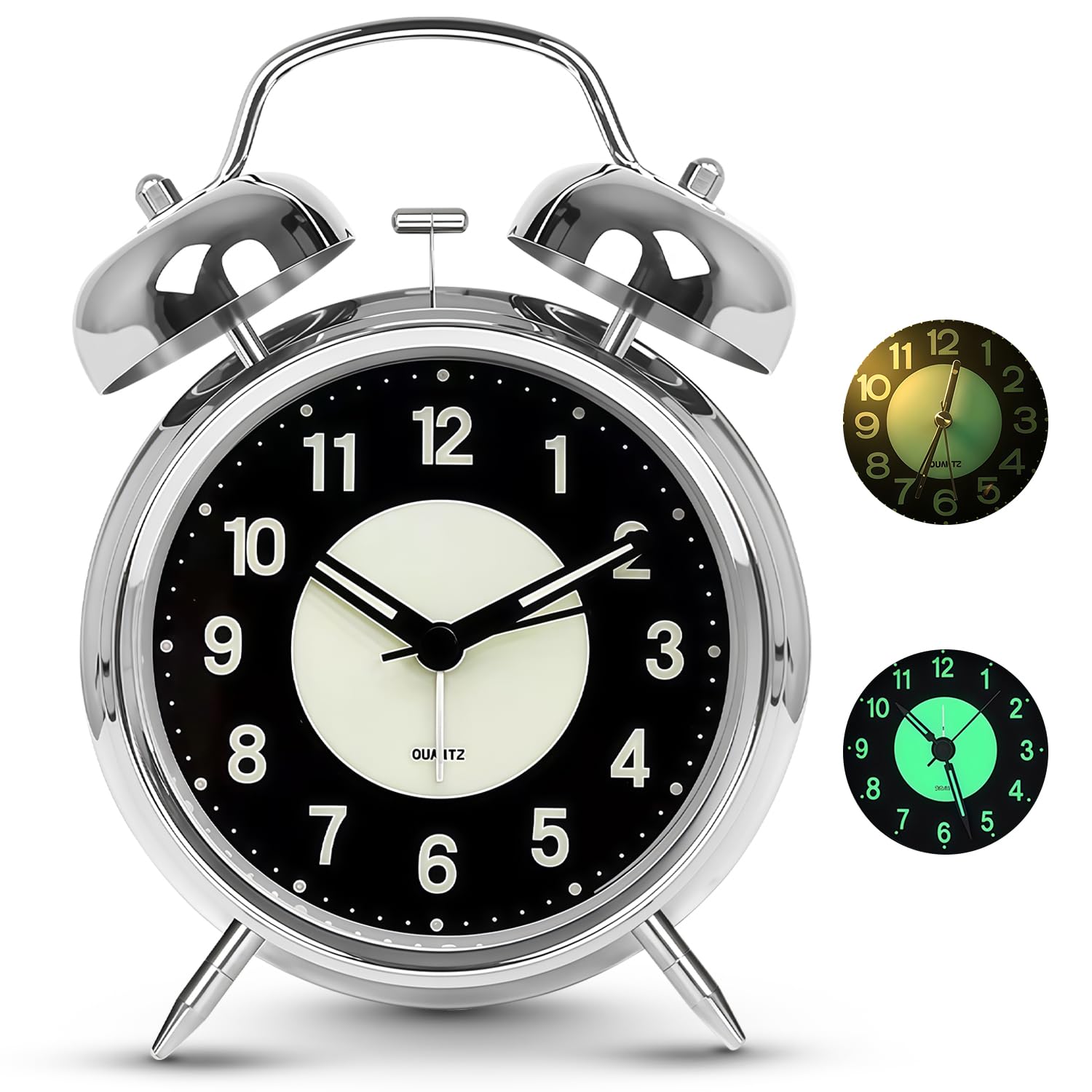 Despierta ya con el reloj despertador fuerte de metal para personas con sueno profundo de 4 pulgadas