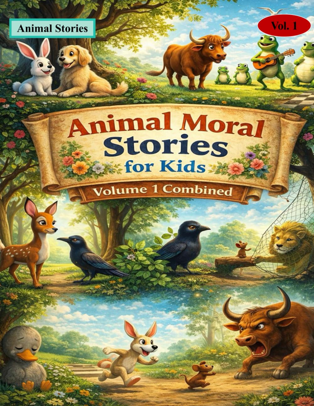Animal Moral Stories for Kids – Volume 1 Combined: 10 Heartwarming Bedtime Animal Tales with Life Lessons on Kindness, Honesty and Good Values: 11