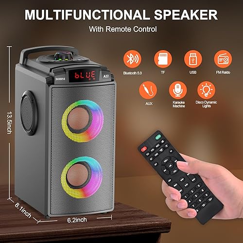 Miniatura 7 de Bluetooth Speaker, 80W(Peak) Wireless Portable Big Speakers with Subwoofer, TWS Pairing and Led Lights, Loud Stereo Sound, EQ, Booming Bass, Outdoor