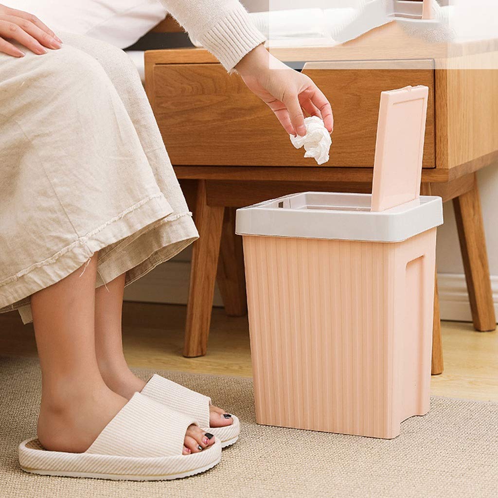 UPJAKS Cubo de Basura Caja Cuadrada táctil, Caja de Reciclaje for el hogar, Sala de Estar Cocina Estudio Dormitorio Oficina Baño Baño Plástico Bote de Basura Bote de Basura Baño (Color : Rose)
