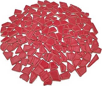 200g Ceramic Mosaic Tiles for Crafts,Irregular Stained Ceramic 0.2"x0.8" Porcelain Mosaic Tiles for Home Decoration (Red)