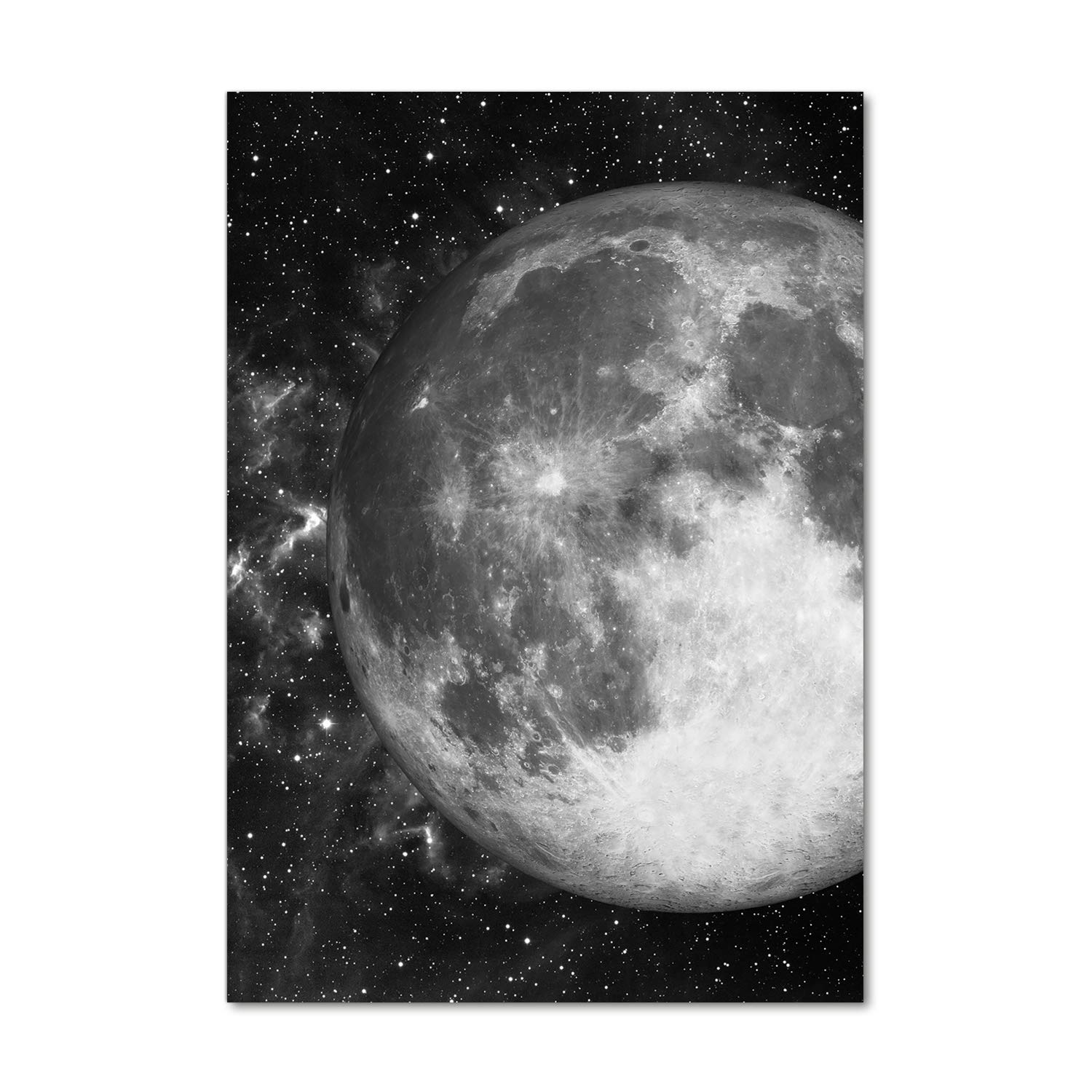 Impression sur Verre Acrylique Tulup 70x100 cm | Tableau Plexiglas Lune Noir et Blanc