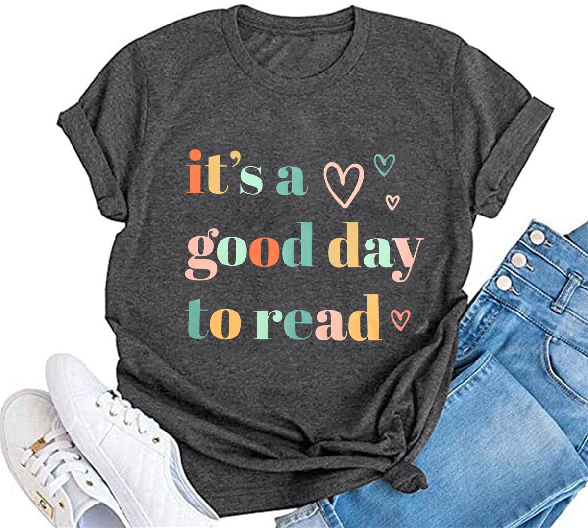 It’s a Good Day to Read Shirt Women Book Lovers Letter Printed T-Shirt Bookworm Reading Short Sleeve Tee Tops