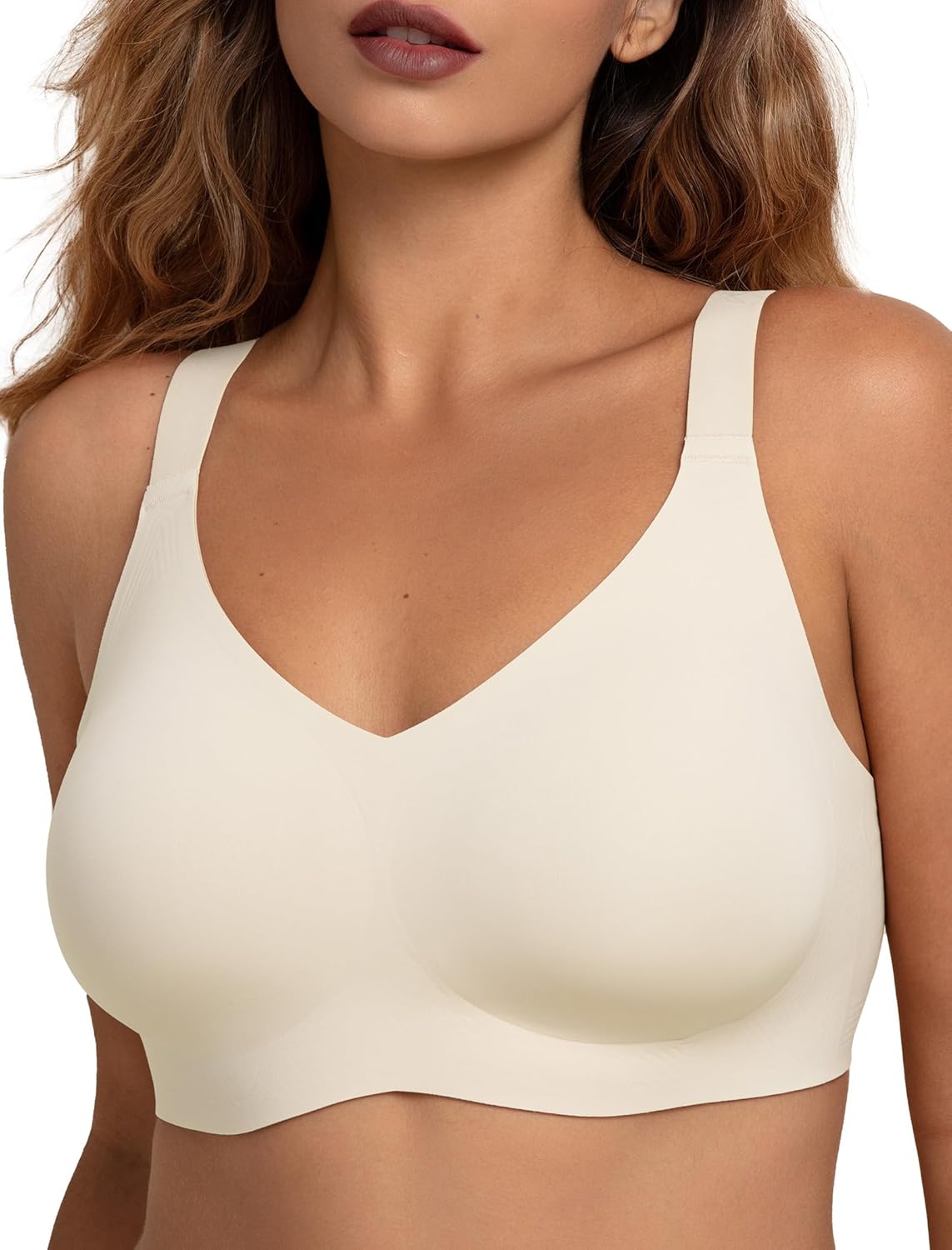 COMFELIE Wireless Seamless Support Bralette Ultra-Comfort Sleep T-Shirt Bra for Large Breasts