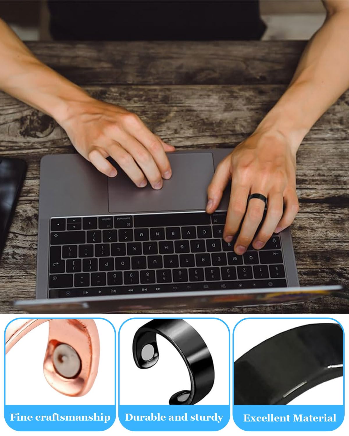 5pcs Anillos De Terapia Magnética,Anillo Magnético Drenaje Linfático,Anillo Abierto para Hombre y Mujer, Juego de Anillos, Con bolsa de almacenamiento