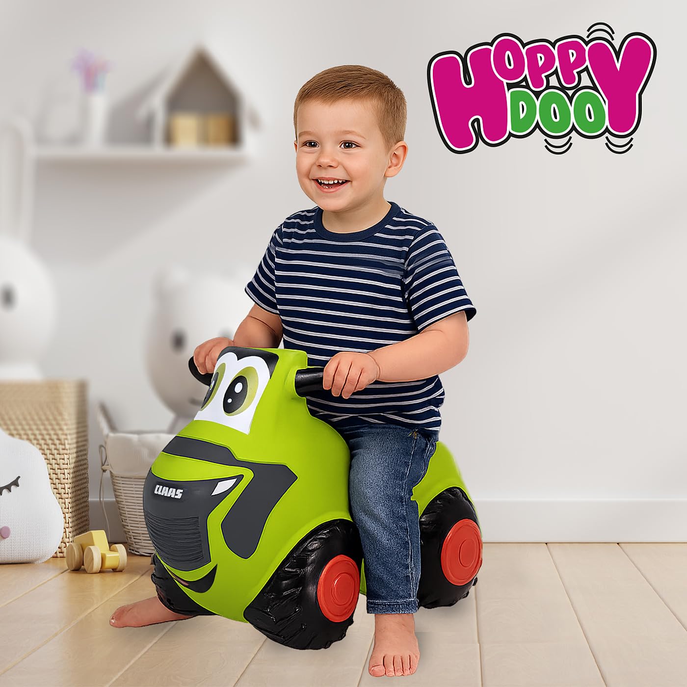 JAMARA 466010 Claas HoppyDoo - Juguete para niños, Juguete para Saltar para niños en Interiores y Exteriores, Regalo para niños, Juguete de jardín, Rebote, fácil de Limpiar, sin BPA, con Bomba