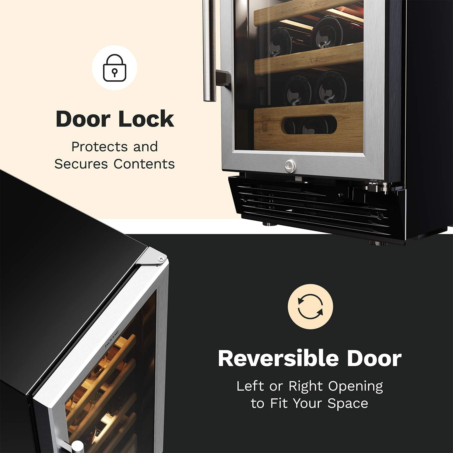 Door lock and reversible door swing feature