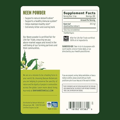 Miniatura 3 de Banyan botánicos Neem Powder – Orgánica USDA – azadirachta Indica – ayurvédica zacate para Skin & Blood, No Model, 1