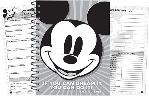 Miniatura 2 de Eureka Disney Retro Mickey Mouse - Libro de registro y plan de lecciones sin fecha para profesores, 167 páginas