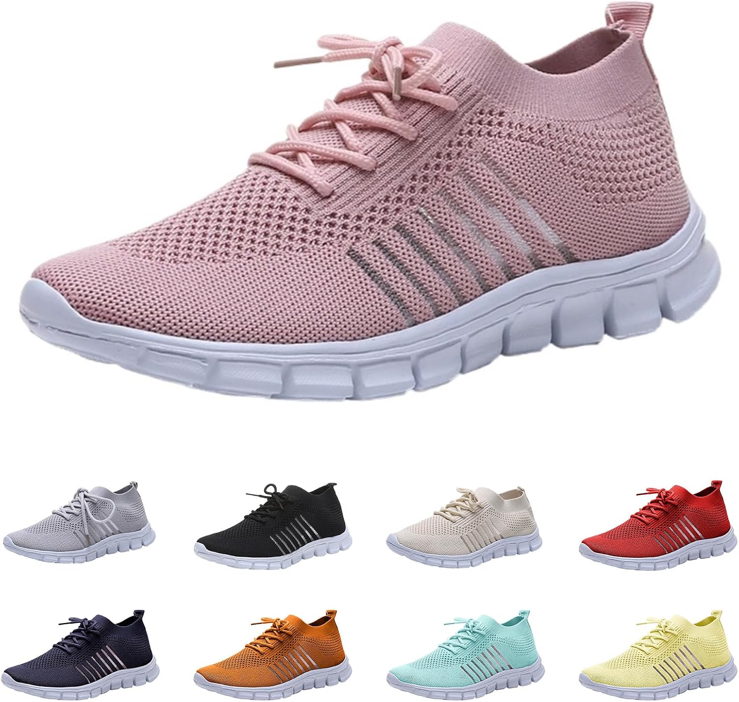Running Sneakers for Women,Wide Width Breathable Mesh Comfortable Shoes,Slip-on Platform Chunky Sneaker,Non Slip Lightweight Walking Soft Sole Shoes,Athletic Gym Sneakers