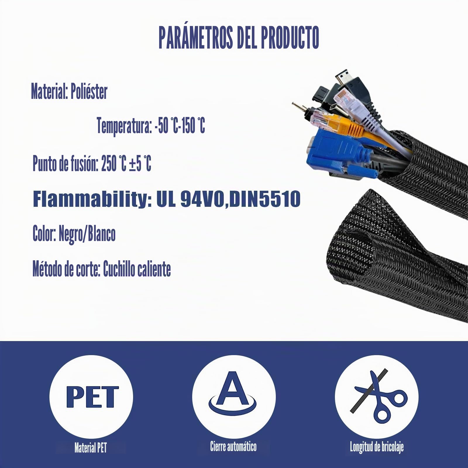 ERKO 13mm-3,1m Manguito Cable Auto-Cierre Negro - Organizador Cables Mesa | Antimordeduras, resistente al calor, gestiona, recoge, cubre y esconde ERKO 13mm-3,1m Manguito Cable Auto-Cierre Negro - Organizador Cables Mesa | Antimordeduras, resistente al calor, gestiona, recoge, cubre y esconde