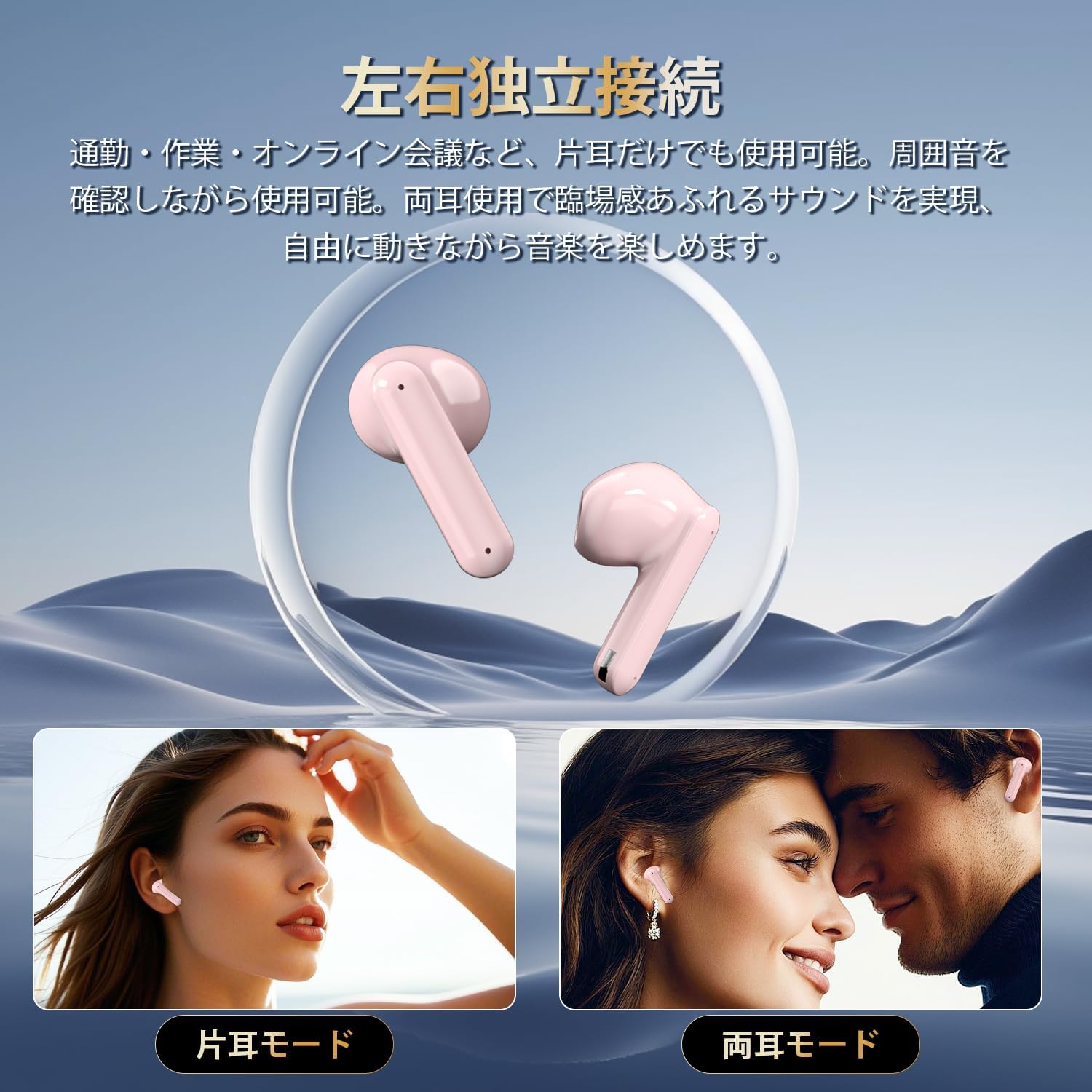 Wireless Earphones Bluetooth 6.0 with Noise Cancelling, Touch Control, Auto Pairing, IPX7 Waterproof, Long Battery Life, Charging Case, LED Charge Indicator, Compatible with iPhone/Android, Ideal for Sports, Commuting, School, Telework, Travel, and Outdoor Use (Pink) 7