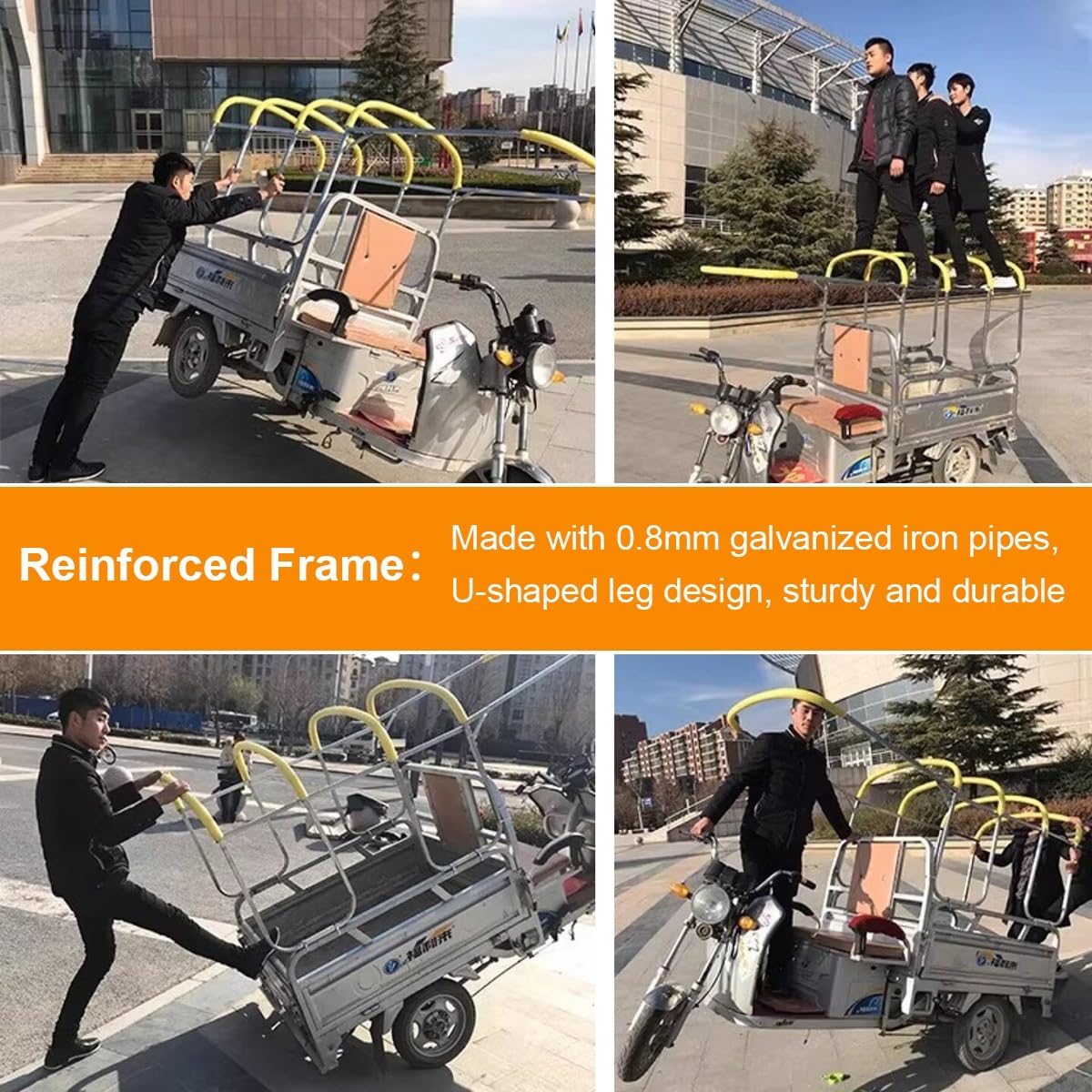 E-Lasten Dreirad Verdeck, Vollständig Ummantelte Rahmenabdeckung mit Reißverschluss, Leichter Einstieg, Plane für 3-Rad Motor Cargo Trike – Passend(Blue,150x100cm/59x39.4in)