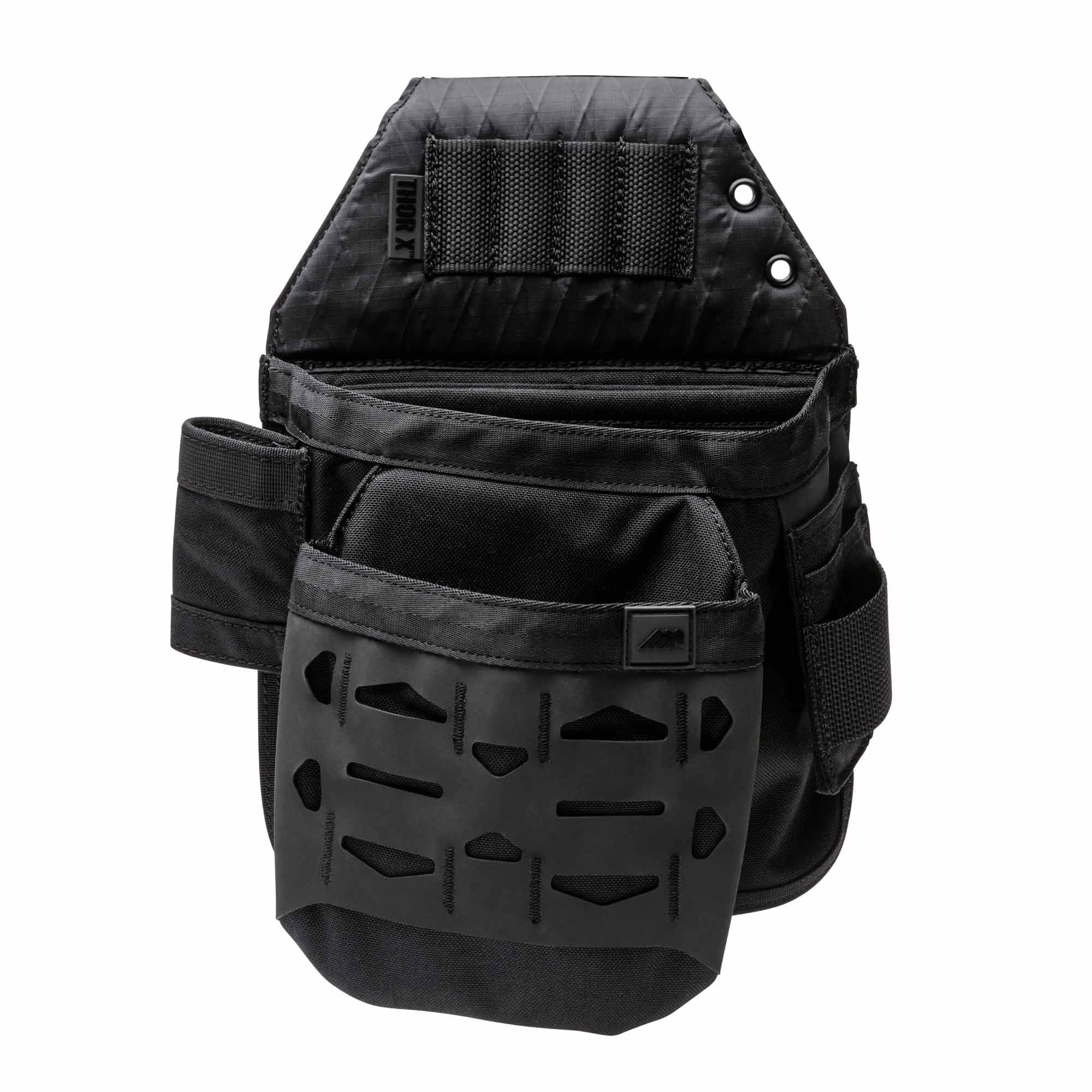 The Diamondback Thor X Pouch (Right-Side Attachment) - Durable & Lightweight Carpenter & Electrician Tool Pouch - Low-Profile with 4-Slot Bit Index & 6 Internal Tool Holster Slots - (12", 9", 3")
