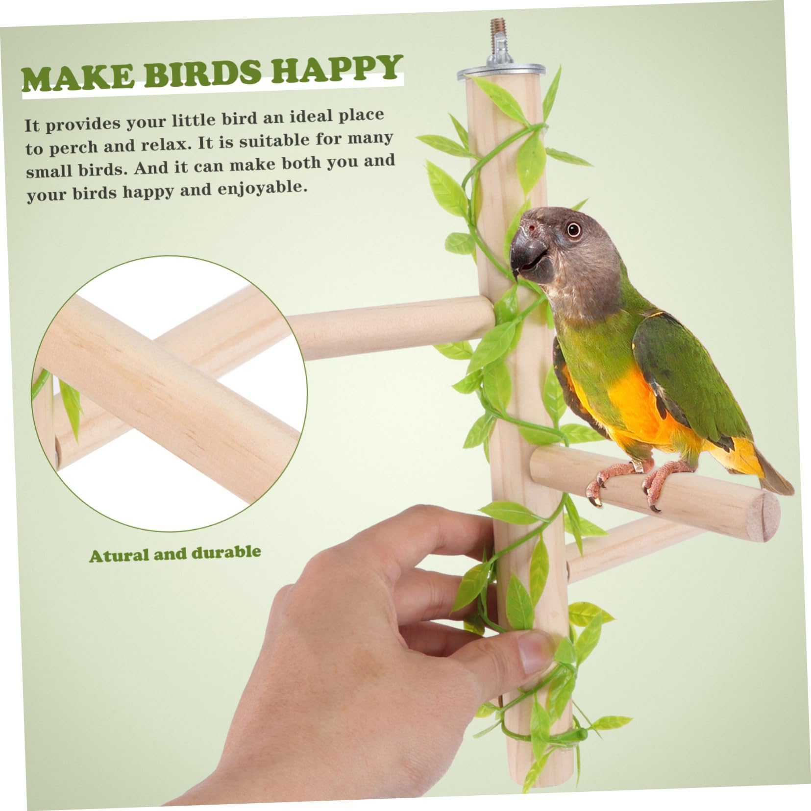 COLLBATH Bird Cage Standing Pole Real Pine Wood Multi-Forked Branch Stand Pet Parrot Accessory