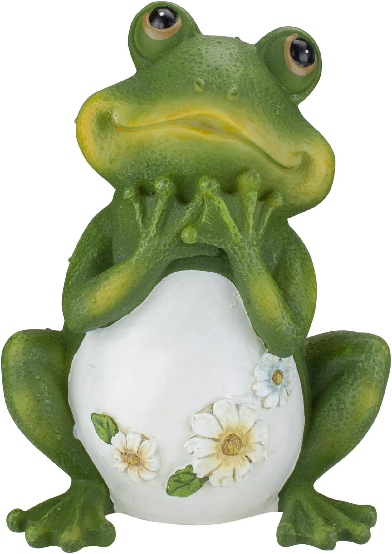 Roman Giftware Inc., 9.5" H Frog with Daisies Statue, Garden Collection, Outdoor Statue, Memorial, Resin Stone, Adorable Frogs and Flowers, Garden Décor (9x5x6)