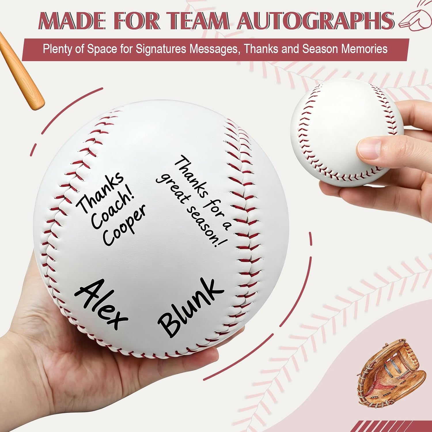 22 Inch Oversized Signature Baseball with Black Display Stand PVC Giant Autograph Baseball for Best Team Coach Appreciation Thank You Gift End of Season Senior Night Team Keepsake