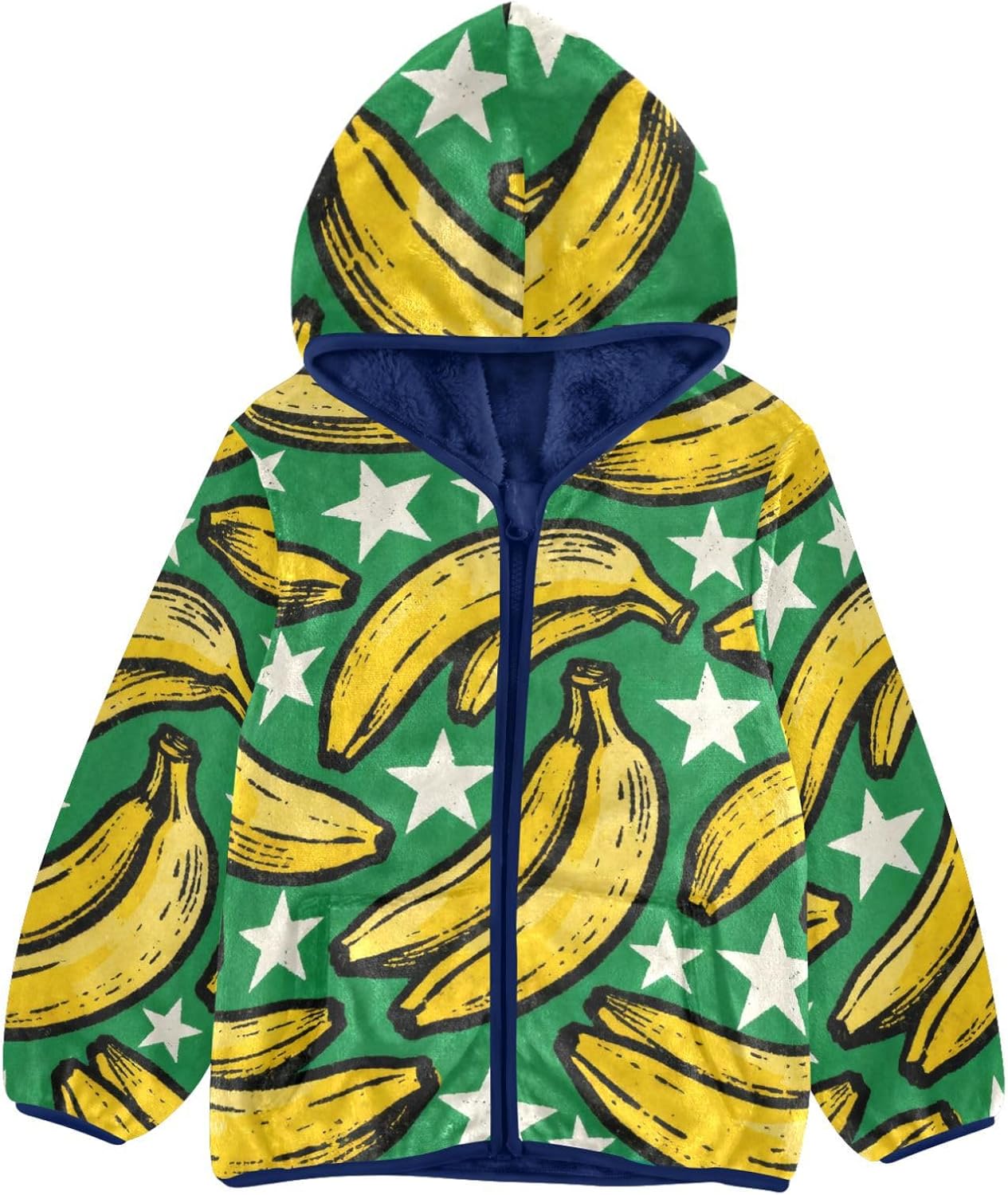 Banana and Stars Yellow and Green Toddler Winter Jackets Outerwear Jackets & Coats Navy Blue Baby Boys Hoodie