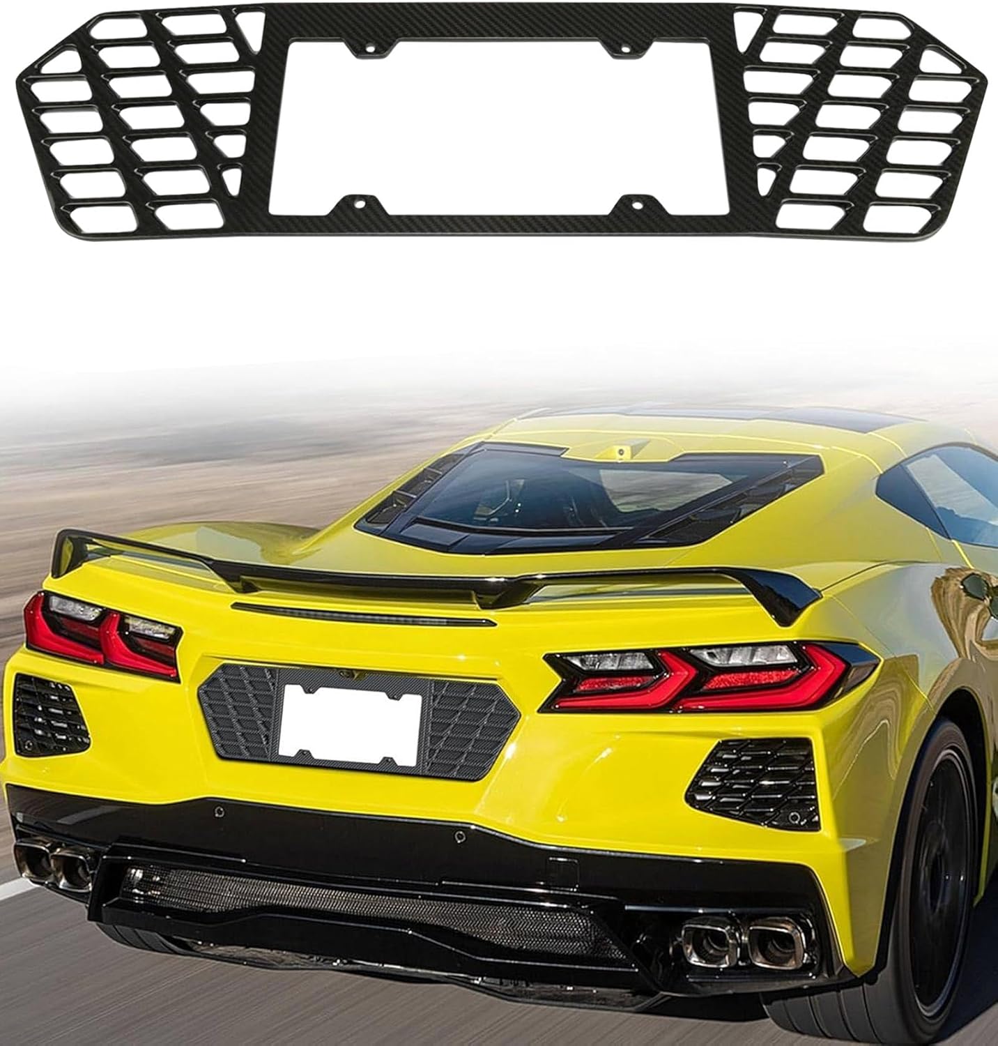Real Carbon Fiber Rear License Plate Frame Fit for C8 Corvette Stingray Z51 2020-2025 Carbon Fiber License Plate Frames Accessories 1PCS