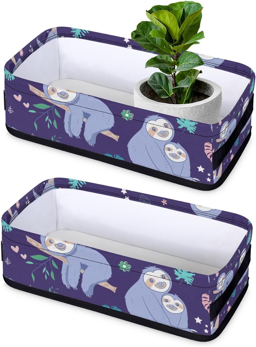 Sloths Narrow Storage Baskets for Toilet Paper Foldable Fabric Storage Bins Organizer Cube Toilet Tank Topper Paper Holder Bathroom Decor 1 Pack