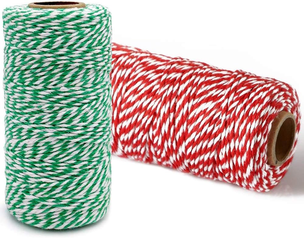 Twine String 200M, Bakers Twine/Butcher Twine/Garden Twine Green Red and White Striped String 2