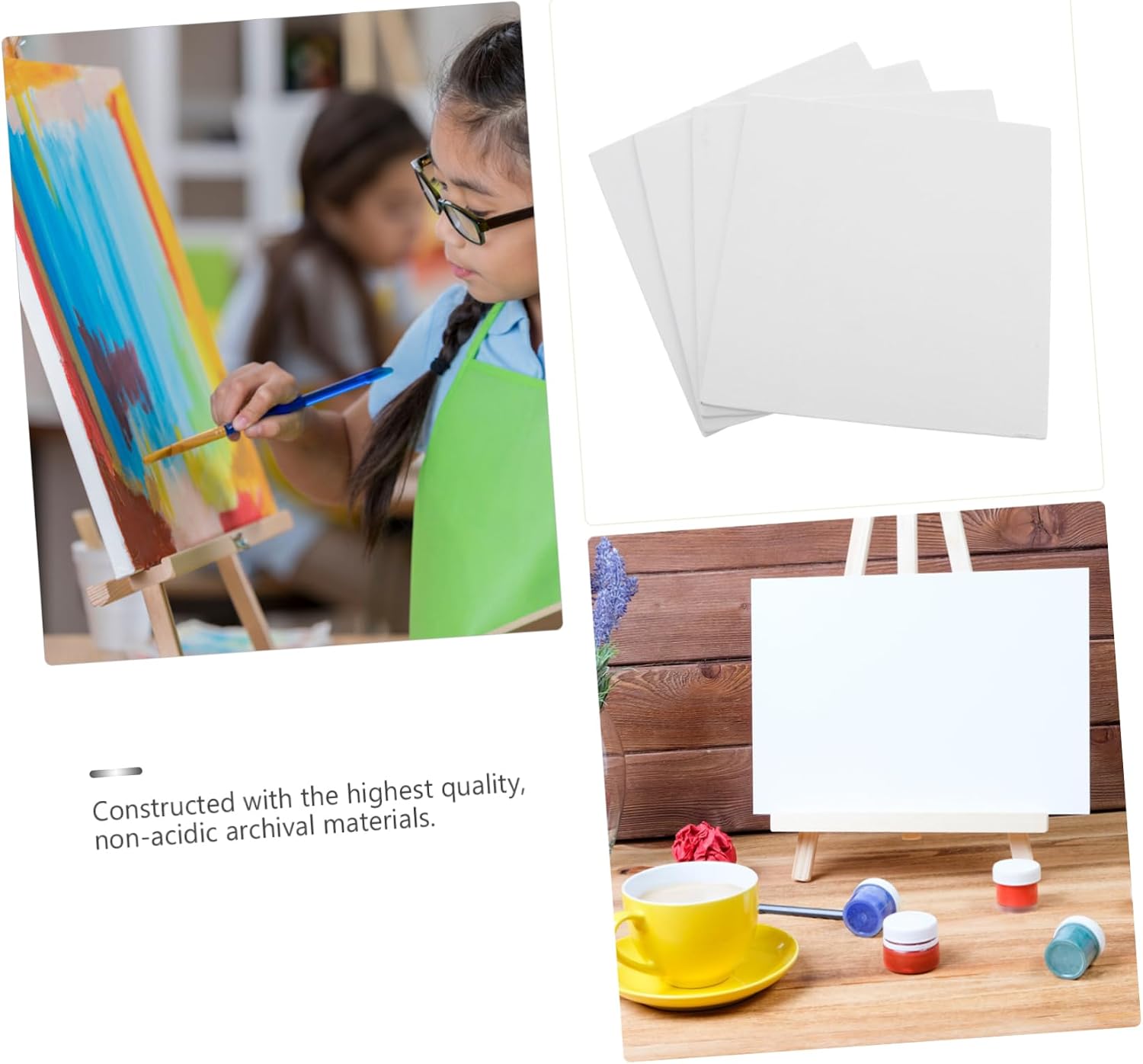 4pcs Artist Canvas Panels Canvases Thin Canvases for Painting Drawing Boards White Stretch Canvas Archival Painting Boards