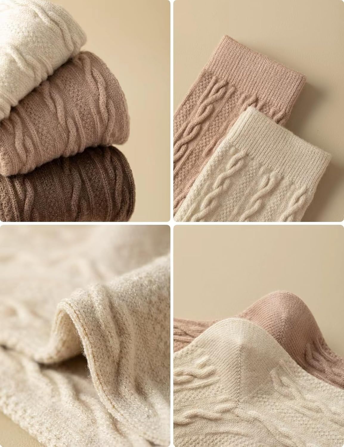 Women's Crew Boot Socks, Thermal Cable Knit Dress Socks, Retro Patterned Warm Mid Calf Sweater Sock for Winter - Image 7