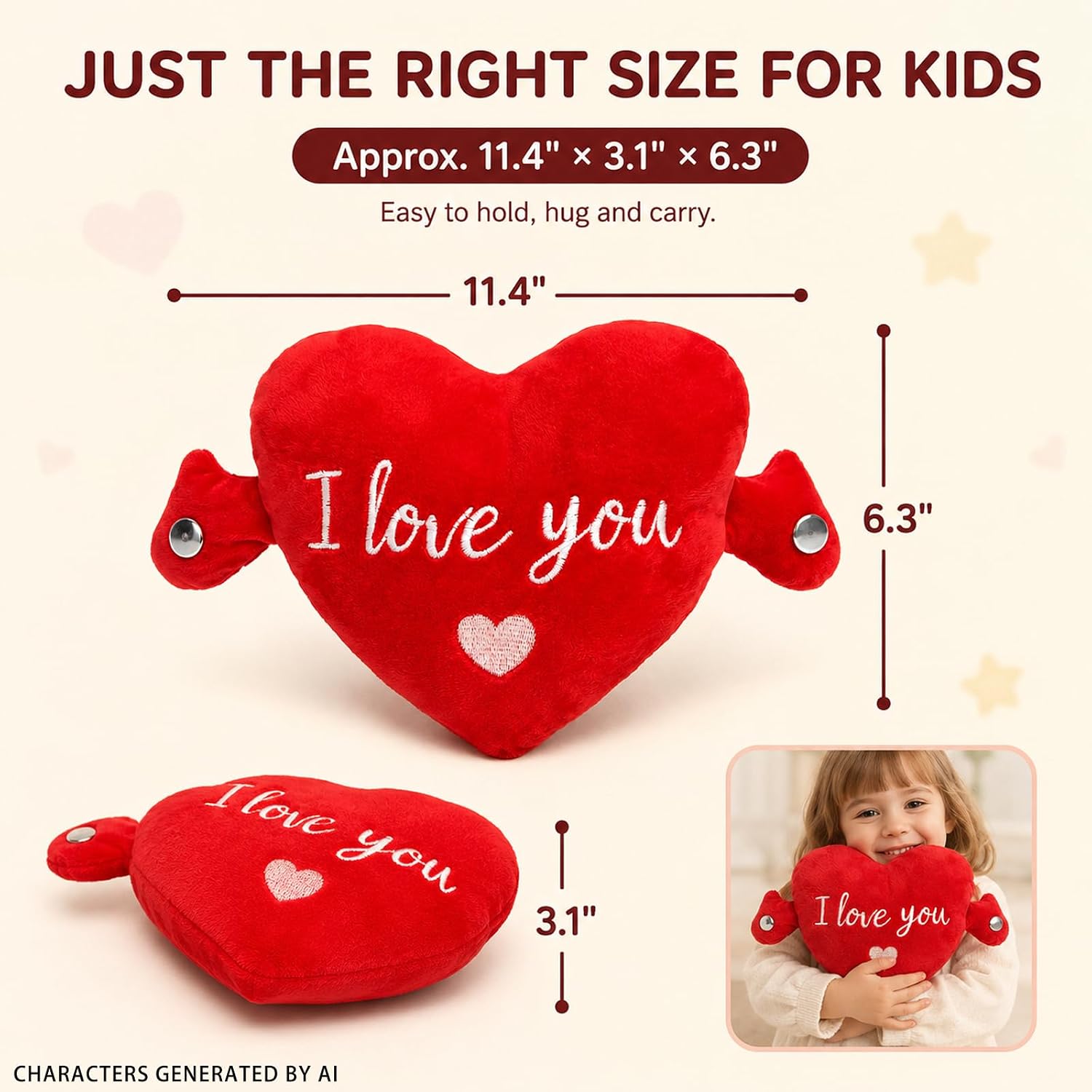 Baby Musical Sensory Toy,Interactive Dual Mode Plush Toy with Sounds | Red Heart Rechargeable Educational Toy, Skin Touch Activated Sound Plush,Christmas Birthday Gift for Kids Boys Girls All Ages