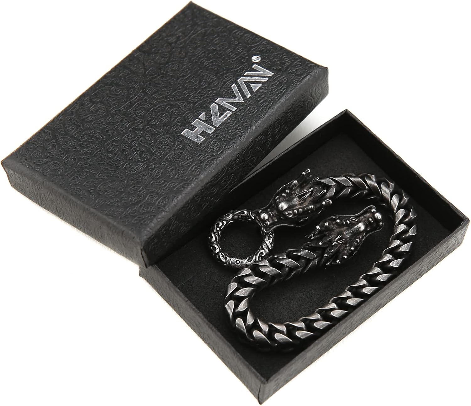 HZMAN Retro Dragon Head Bracelet for Men Stainless Steel Gothic Punk Black Dragon Bangle Cuban Chain Link Bracelet Biker Party Jewelry Gift - Image 6