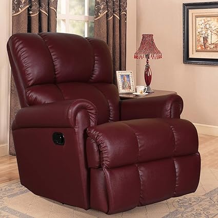 Alcanes Contemporary Swivel Recliner (Leatherette, Maroon)