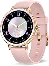 Smartwatch for Women, Small iPhone & Android Compatible 1.27-Inch Smart Watch, Slim Lightweight, Bluetooth Calling Function, SMS/Line Notification, Various Fashion Dials, Round, Smartwatch, 18mm Belt