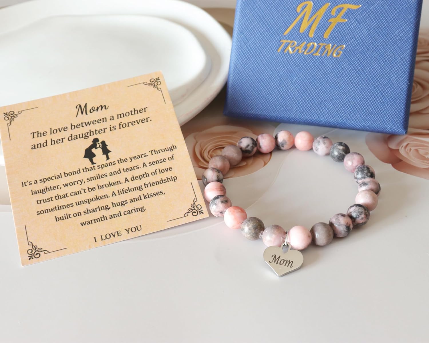 MFTRADING Beaded Bracelet for Women Inspirational Gifts to My Mom Daughter Gramdma Sister Best Friends Birthday Gift Nature Stone Bracelet - Image 7