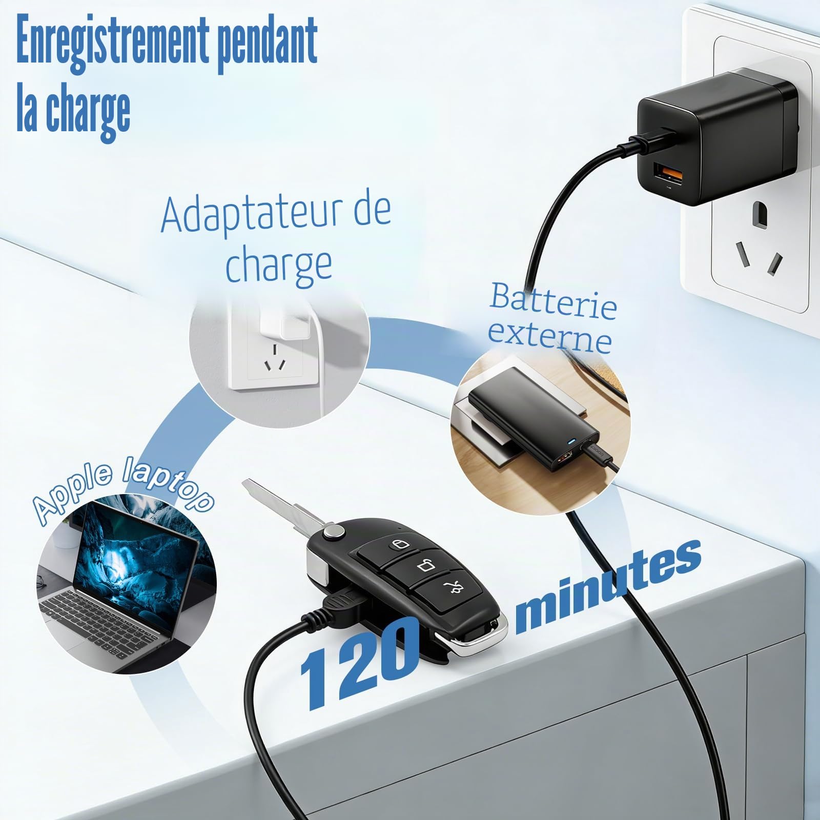 Caméra Espion sans Fil 1080P HD, Mini Caméra Cachée Portable avec Détection Mouvement et Vision Nocturne