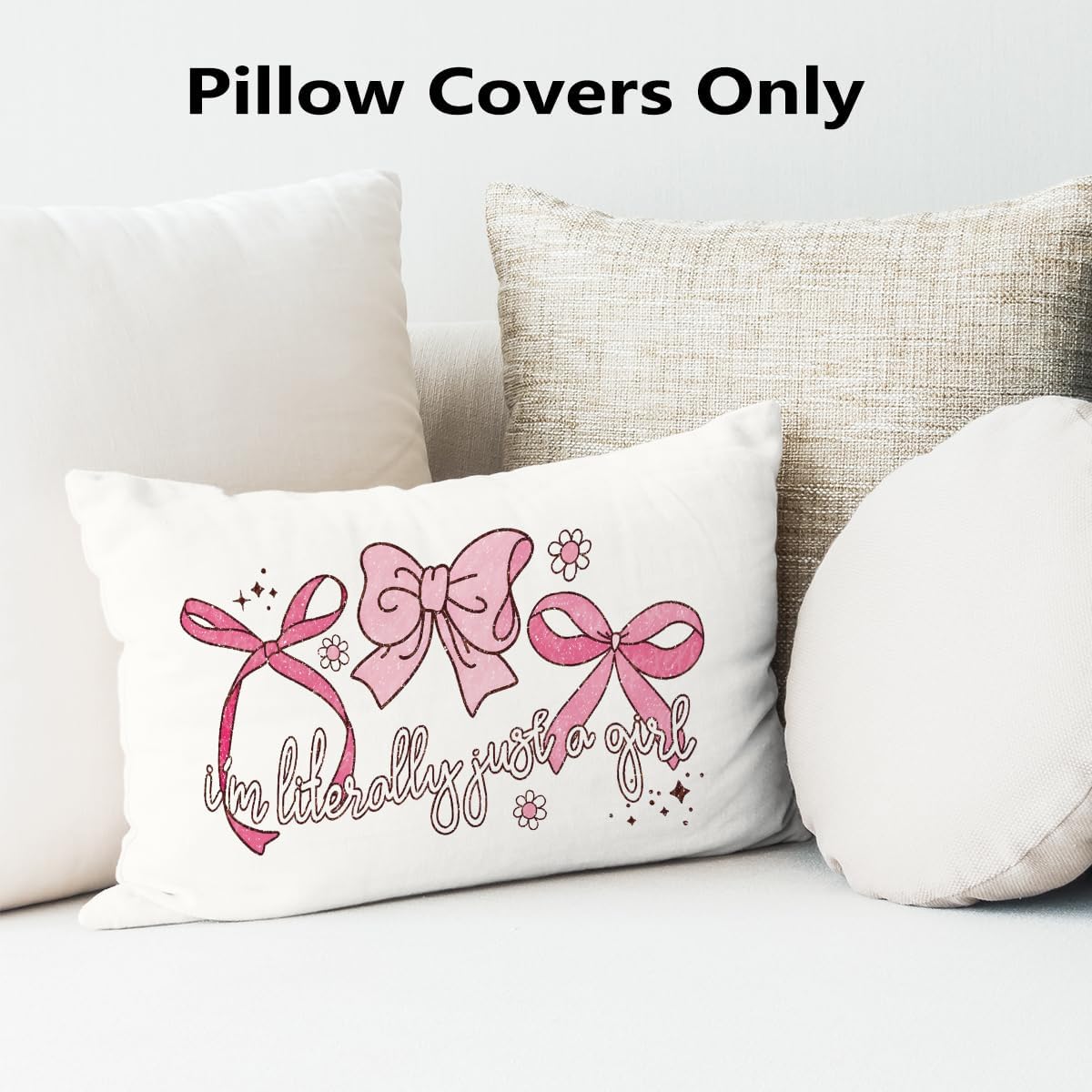 HONLUNG Pink Bow Throw Pillows Cover 12x20 image 2