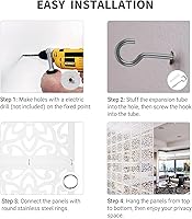 Vista 11 de Yizunnu Divisor de habitación colgante, división de paneles blancos de bricolaje, 12 piezas de pantalla de panel de madera y plástico, separadores