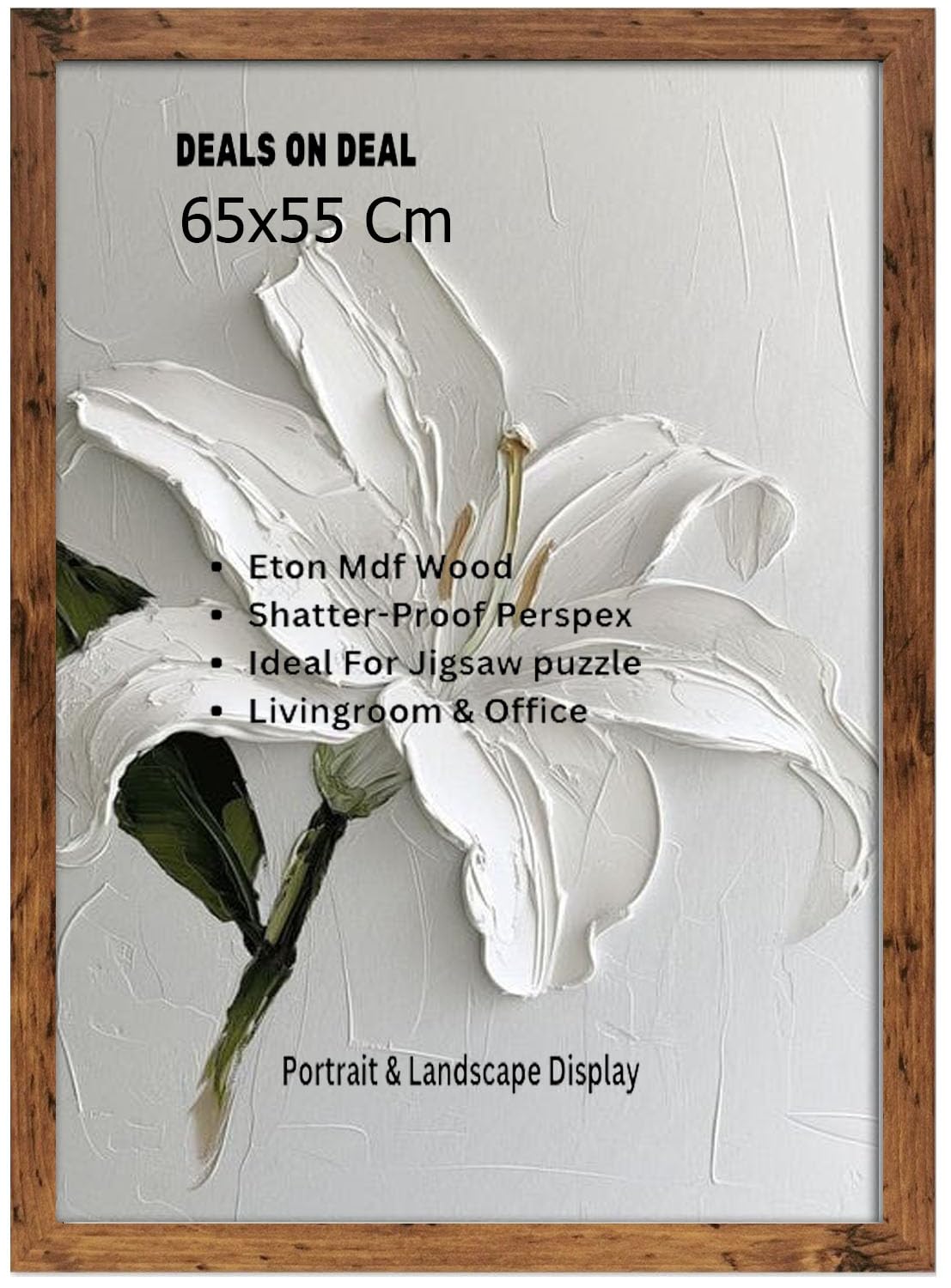 DEALS ON DEAL Modern Flat Profile Rustic 65x55 cm Handcrafted Shatter-Proof Perspex Eton Wooden for Gallery Jigsaw Puzzle Poster Frames Vertical & Horizontal
