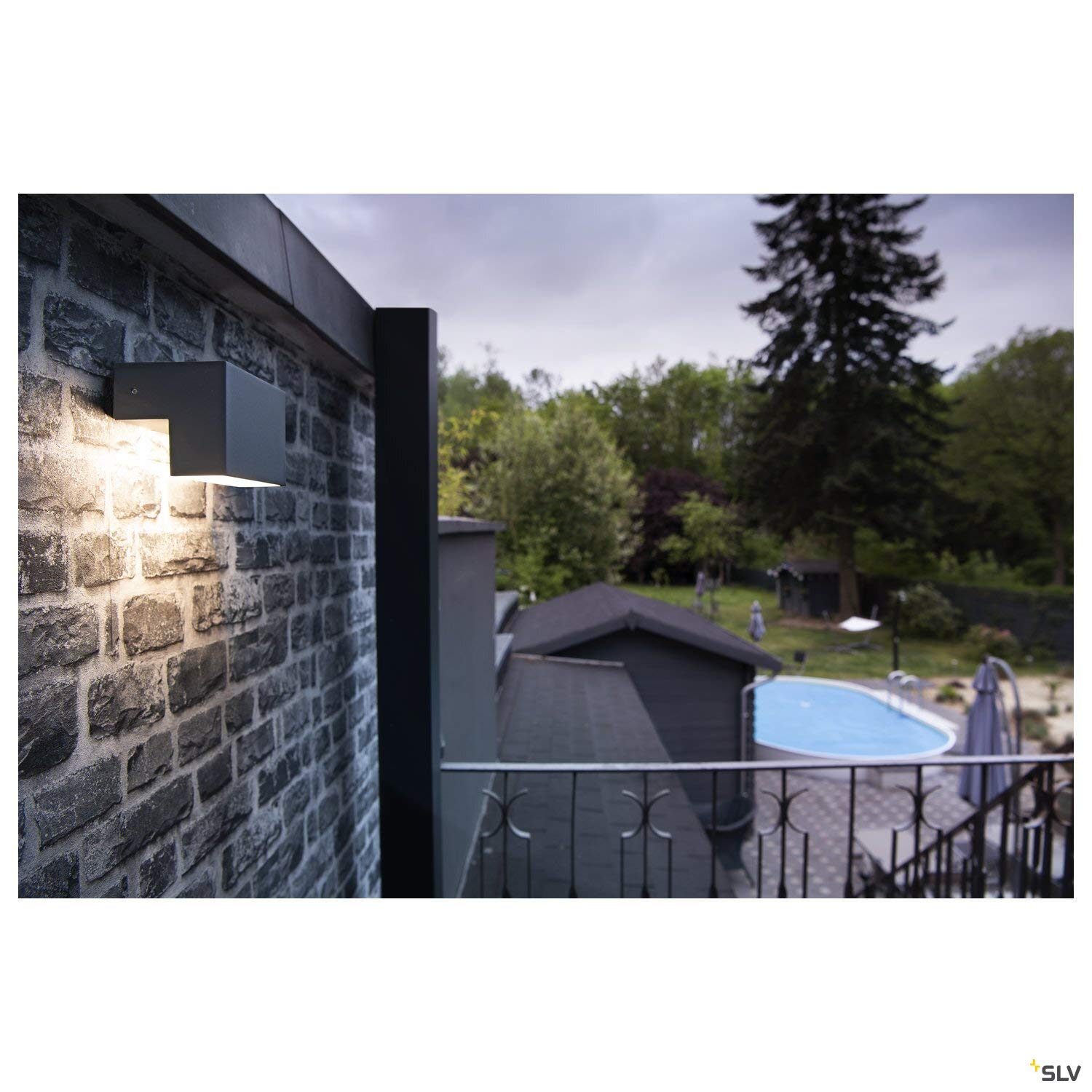 SLV Natynkowa lampa ścienna SLV L-LINE OUT WL/oświetlenie ścian, ścieżek, wejść, zewnętrzny spot LED, natynkowa lampa outdoor, lampa ogrodowa / IP65 3000/4000K 7W 500 / 570lm antracytowa