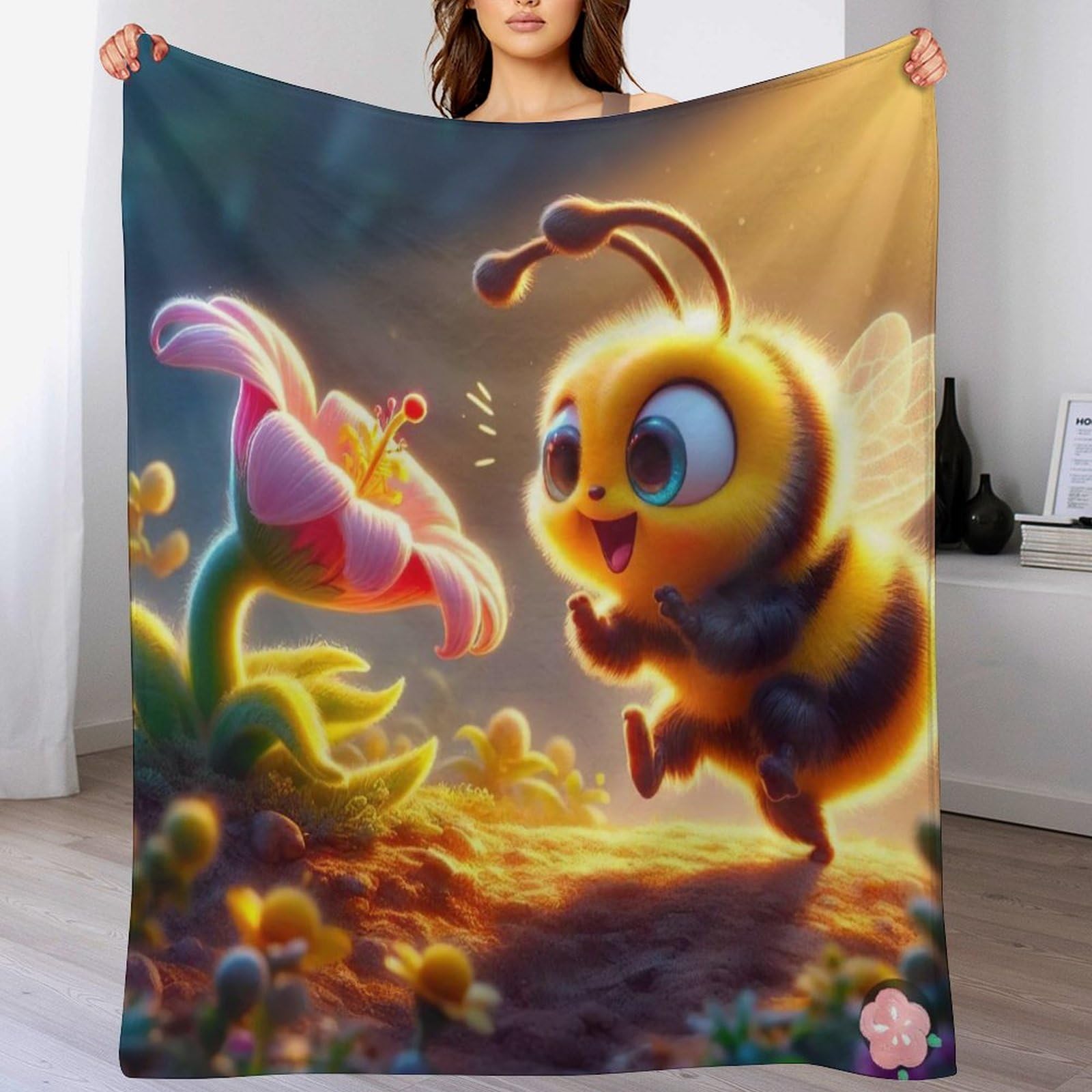 Manta de abeja acogedora de franela para regalar calor y suavidad en casa