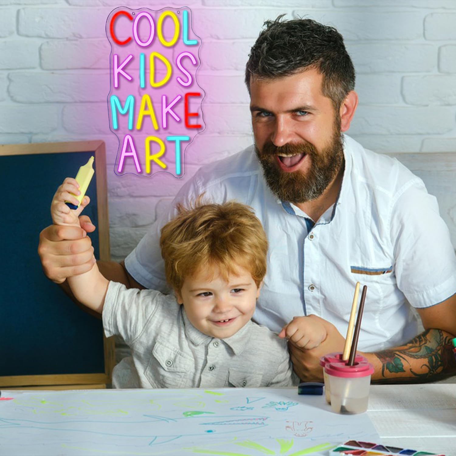 Cool Kids Make Art Neon Sign for Classroom Art Neon Light Classroom Decor Kids Neon Light Sign Colorful Letter Led Neon Lights for Bedroom Library Nursery School Decoration - Image 7