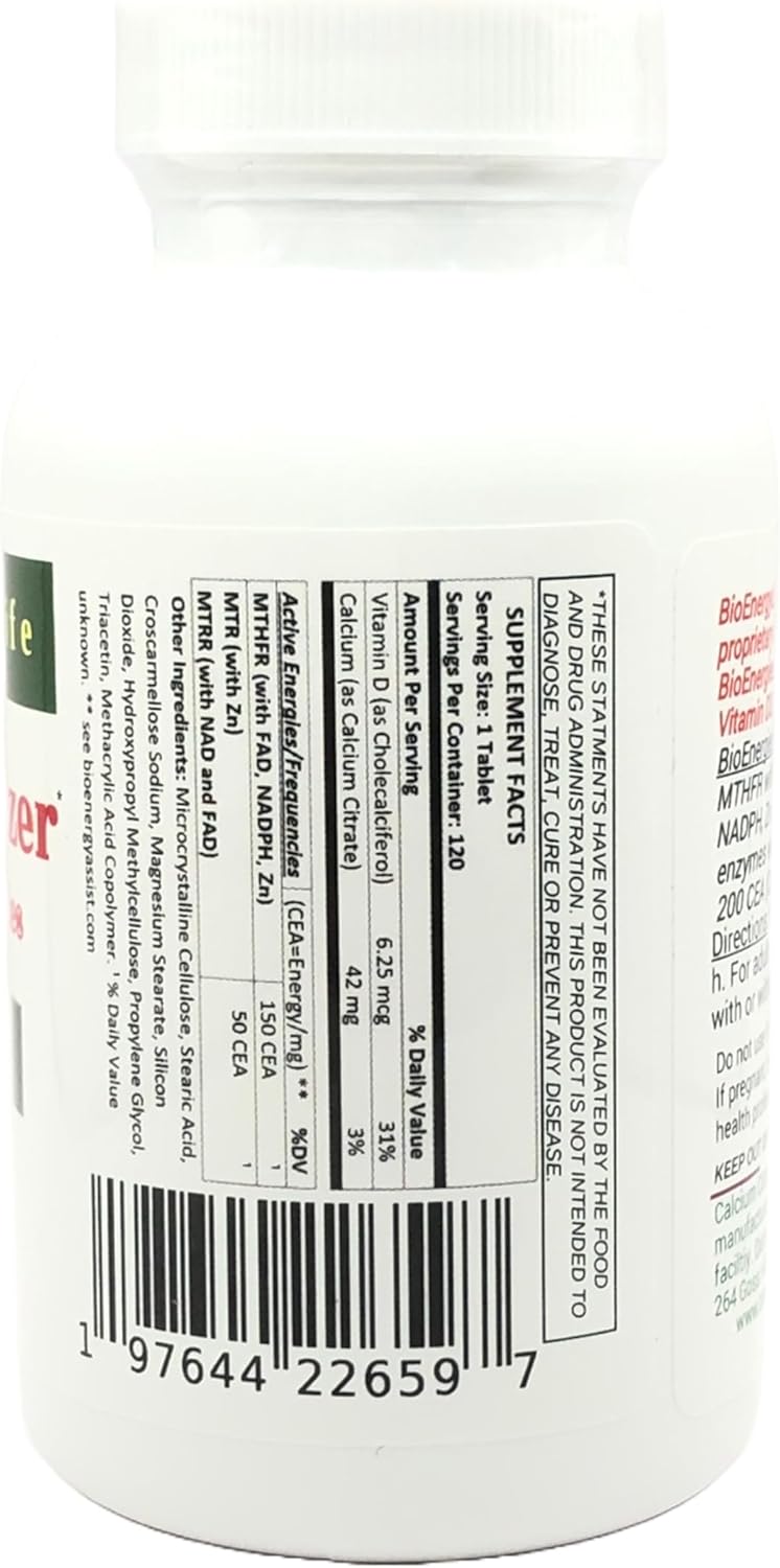 BioEnergyLife MTHFR Optimizer - 120 Tablets - with Natural Frequencies of the MTHFR, MTR and MTRR to Support Methylation, 5-MTHF and B12 Production