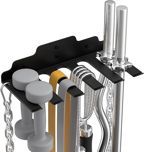 Miniatura 7 de Soporte de pared para barra, colgador de pared de una sola barra, estante de pared para barra de gimnasio de garaje, estante vertical olímpico de