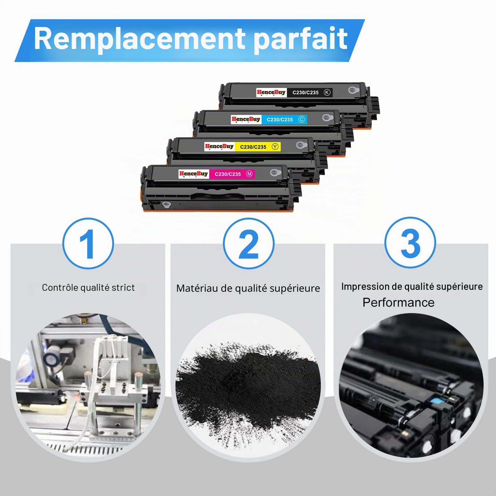 Cartouches de toner compatibles C230 C235 pour Xerox C235 C230 | Lot de 4 cartouches de toner pour Xerox C235 C230 C235DNI C230DNI C235/DNI C230/DNI - 006R04383 006R04384 006R04385 006R04386