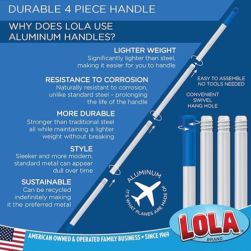 Miniatura 3 de Lola Productos Trapeador húmedo de hilo de algodón, absorbe hasta 3 veces su peso en agua, para limpieza de pisos, incluye tapa giratoria para