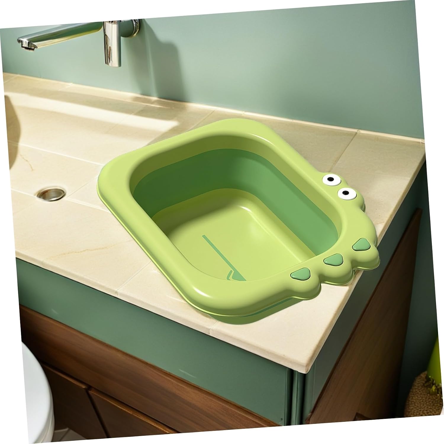 Mikinona Foldable Wash Basin for Newborns Thickened Portable Washing Basin in Green