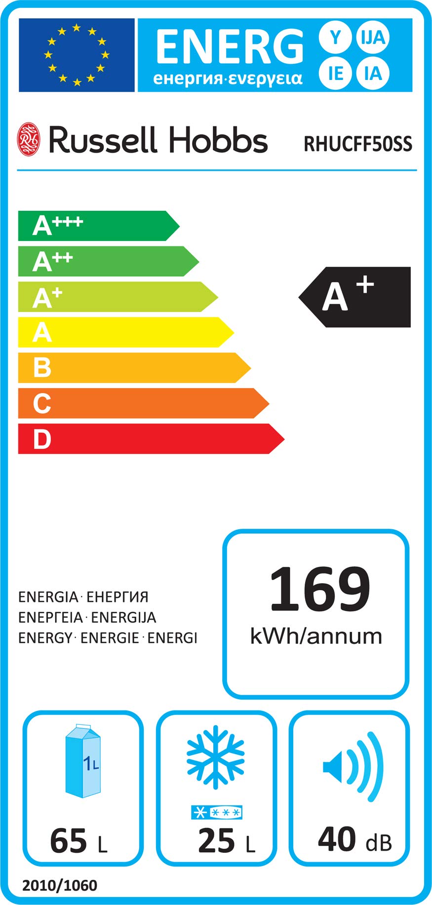 Russell Hobbs RH47UCFF1R Freestanding Undercounter Fridge Freezer, LED