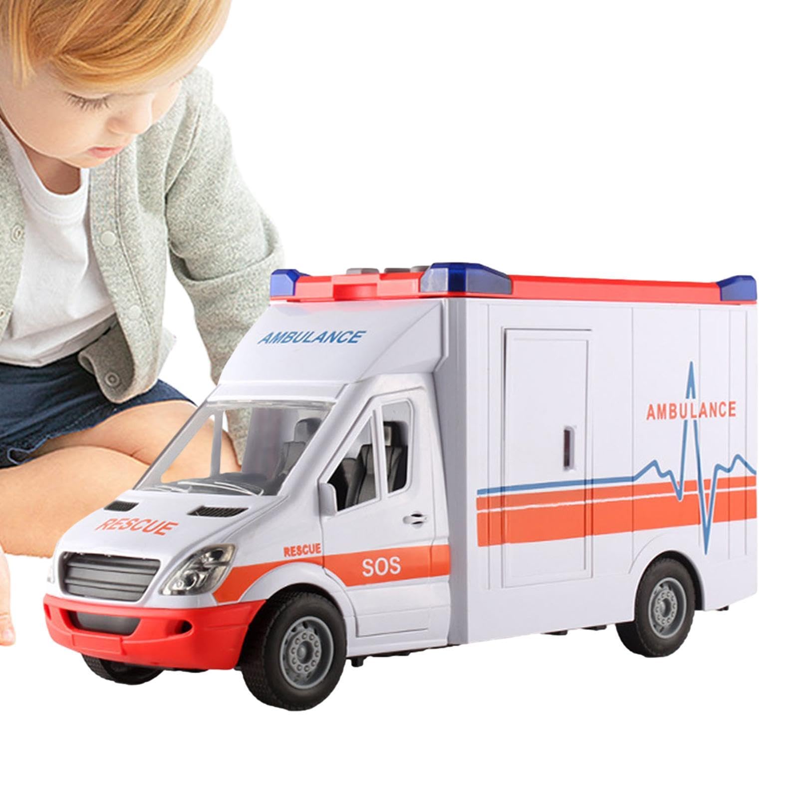 Auto Giocattolo 'ambulanza – Veicolo Di Salvataggio Con Effetti Luminosi E | Suono Della , Grandi Auto Di Lunga Durata | Giocare E Imparare Per Bambini Set Di D