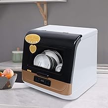 Countertop Dishwasher Kitchen Mini Portable Dish Bowl Washer Tabletop Automatic Dishwasher Deep Cleaning for Home, Apartment, RV White & Black