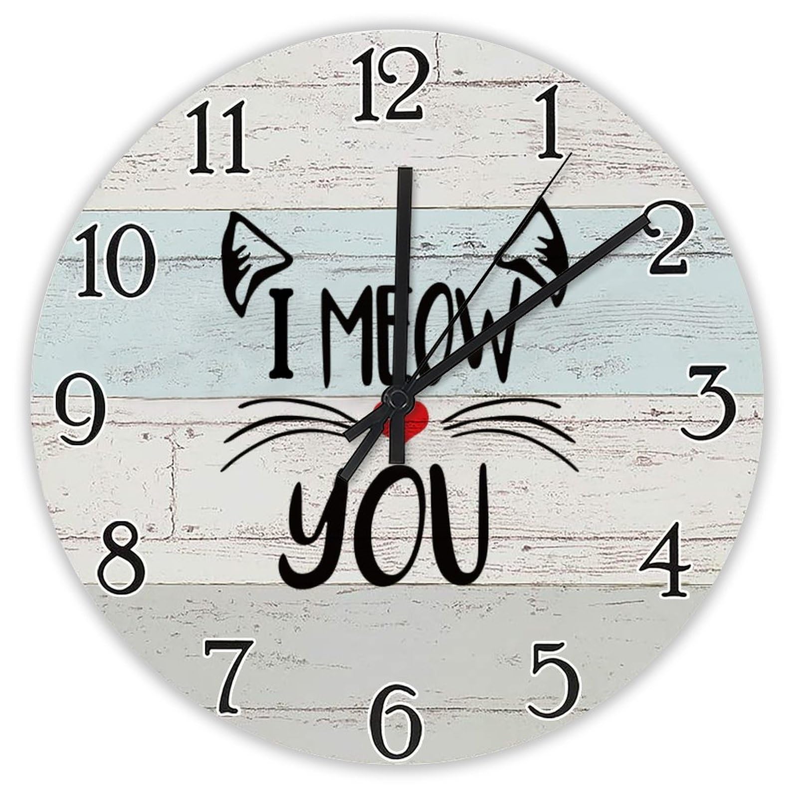Horloge en bois avec citations I Meow You idée cadeau de pendaison de crémaillère