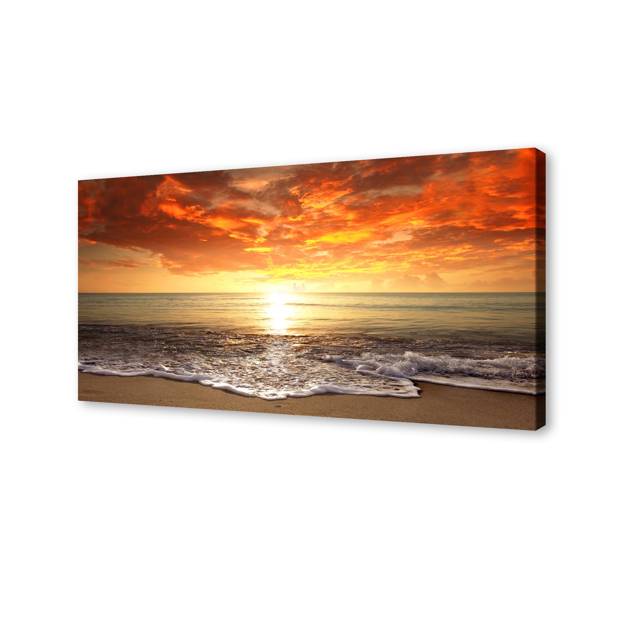 baisuart-s0198 canvas prints wall art sunset ocean beach pictures photo paintings for living room bedroom home decorations modern stretched and framed seascape waves landscape giclee artwork