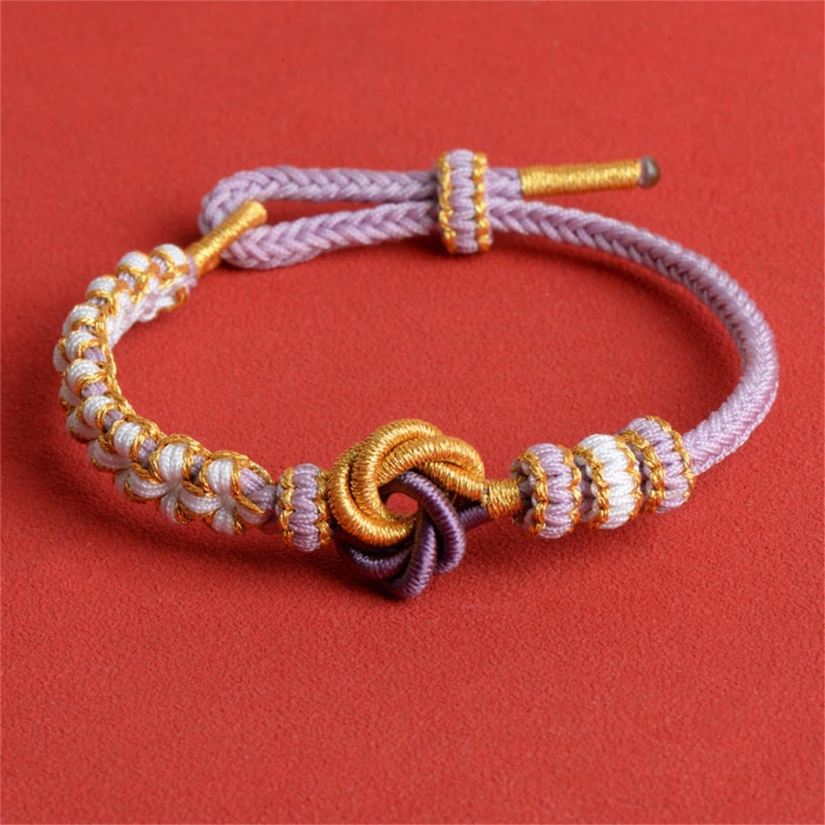 Peach Blossom Knot Bracelet Handmade Woven Tibetan Buddhist Braided Bracelets Adjustable Inspirational Strand Bracelet for Women Men - Image 3